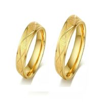 Anillos de Matrimonio Líneas Cruzadas Bañado18K San Valentín Genieka Dorado