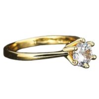 Anillo Compromiso Solitario Yellow Gold Bañado Oro18K Novia Genieka Dorado