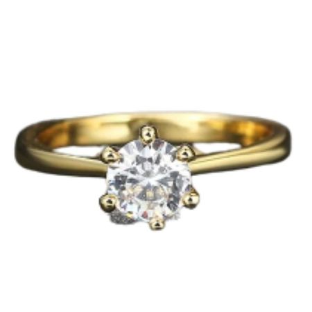 Anillo Compromiso Solitario Yellow Gold Bañado Oro18K Aniversario Dorado