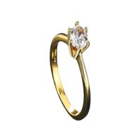 Anillo de Compromiso Solitario Yellow Gold Bañado en Oro 18K Genieka Dorado