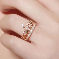 Anillo de Compromiso Corona Bañado en Oro 18K Aro San Valentín Genieka Dorado