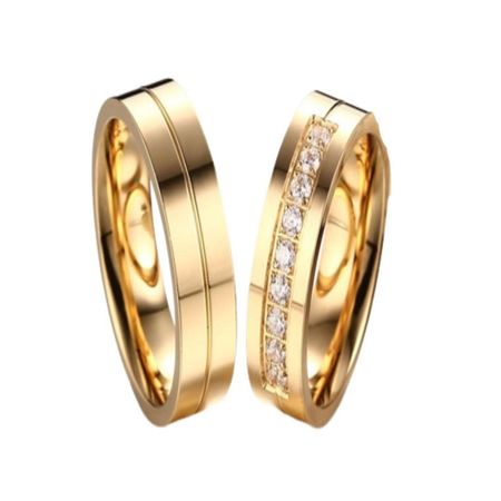 Anillo de Matrimonio Diamods Dream Hombre Bañado Oro 18K Genieka Dorado