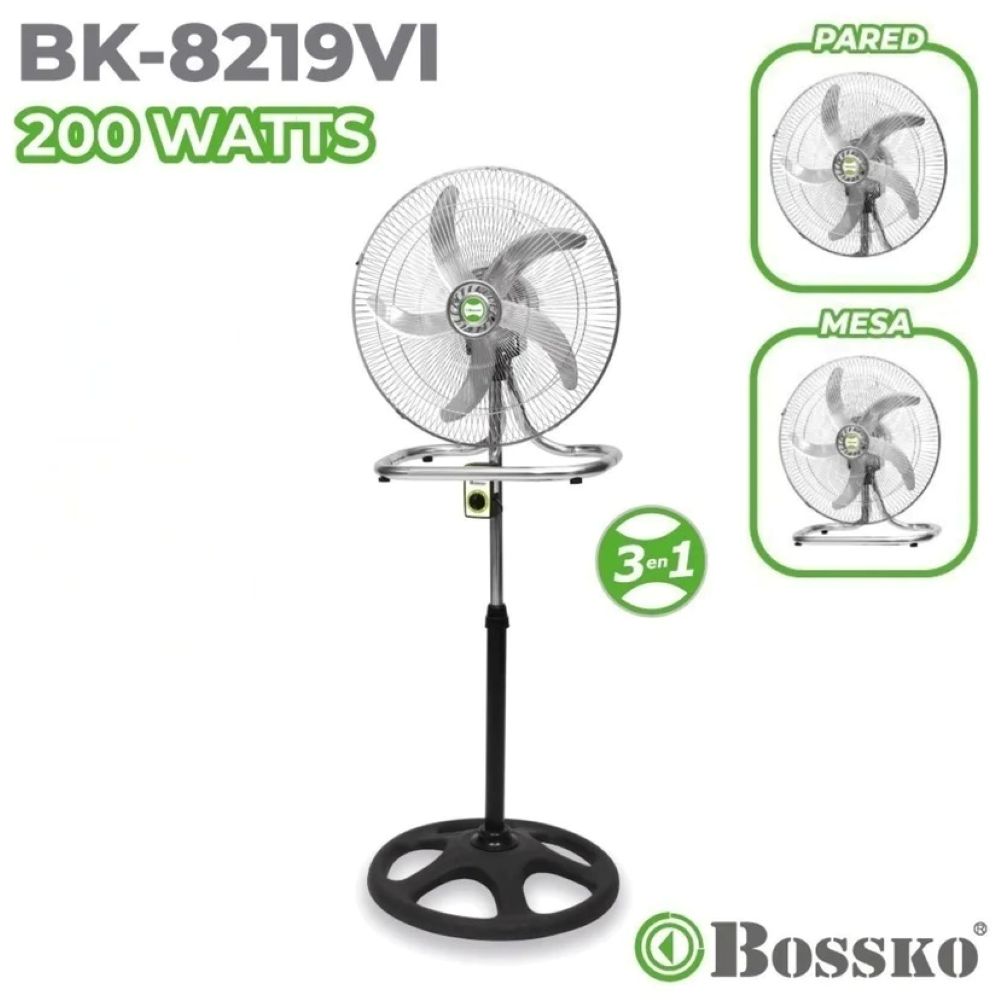 Ventilador Bossko de 5 Aspas 3en1 De 18 Pulgadas 200W  BK-8219VI