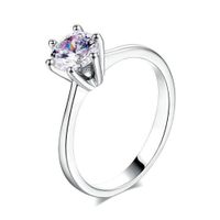 Anillo de Compromiso Solitario White Gold Bañado Oro Blanco18K Genieka Plateado