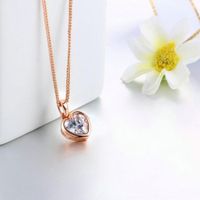 Collar Crystal Heart Regalo Novia Aniversario San Valentín Genieka Dorado