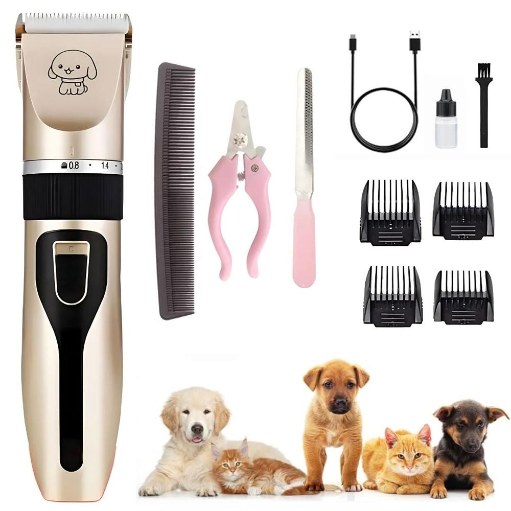Kit Maquina Corta Pelo Perro Mascota Inalámbrica y Corta Uñas Lima y Accesorios