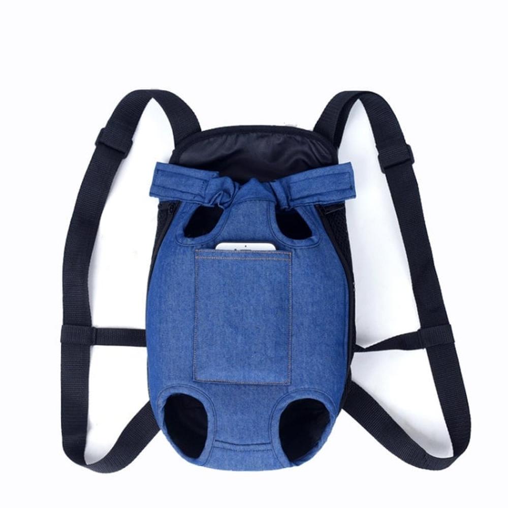 Mochila Canguro Para Mascotas Denim Azul Talla S