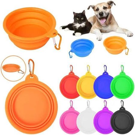 2 PLATOS DE SILICONA PLEGABLE PARA MASCOTAS DE 1000ML