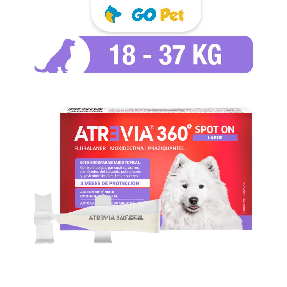 Atrevia 360 Spot On Large 18 a 37 Kg x 1 Pipeta  Antipulgas y Antiparasitario