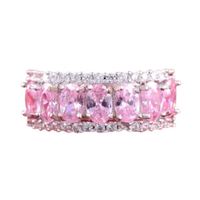 Anillo de Compromiso Cristal Rose Bañado Oro Blanco 18K Novia Genieka Dorado