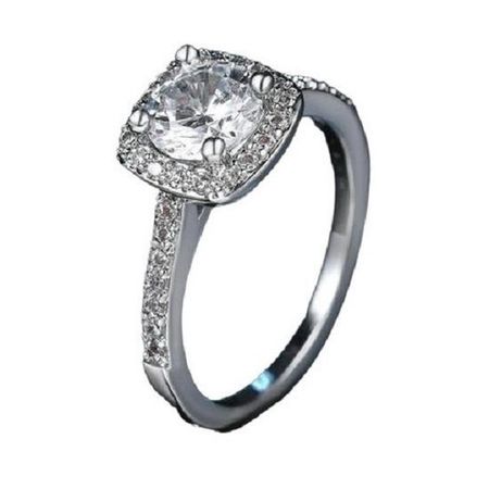 Anillo de Compromiso Alianzas Diamonds Bañado en Oro Blanco Genieka Plateado