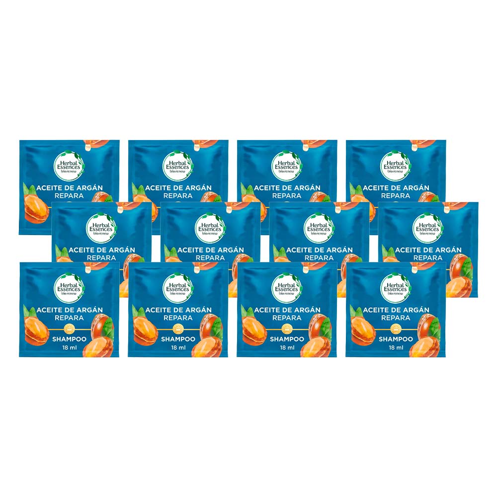 Shampoo HERBAL ESSENCES Argan Tira 12 Sachets 18ml c/u