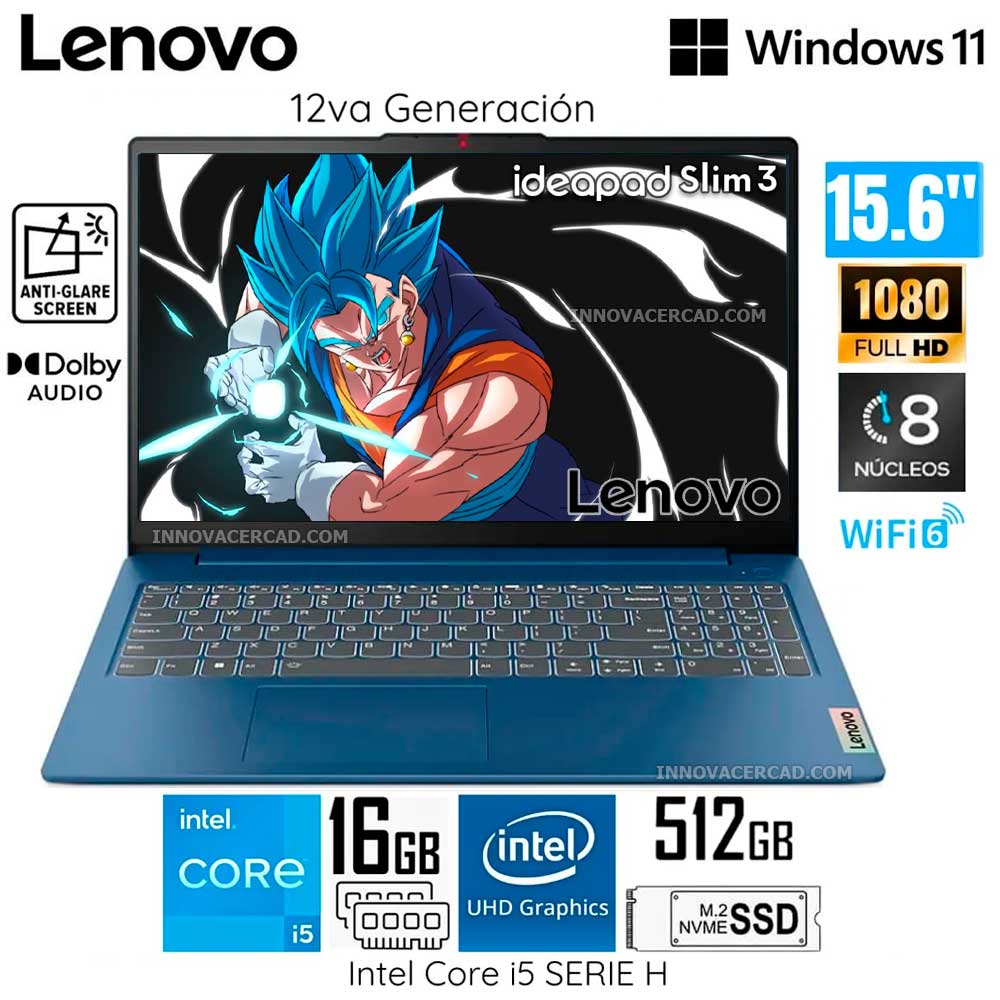 Laptop Lenovo IdeaPad Slim 3 15IAH8 Intel Core i5 12450H Ram 16GB 512GB SSD 15.6 Windows 11