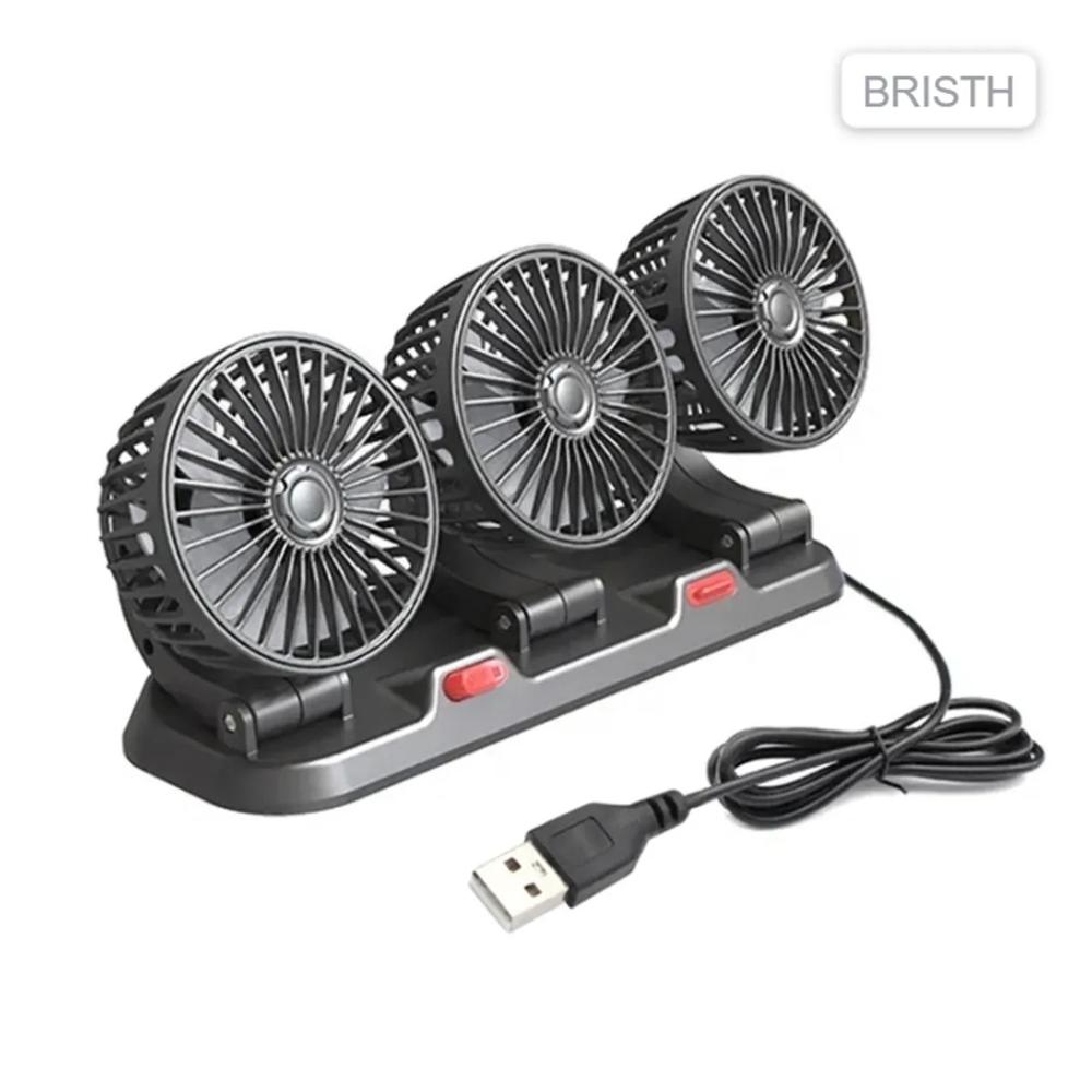 Ventilador Triple Cabezal Auto 360 Graduable Portátil 12v USB