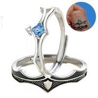 Anillo De Pareja diseño Exclusivo Princesa y Caballero Plateado Plata 925
