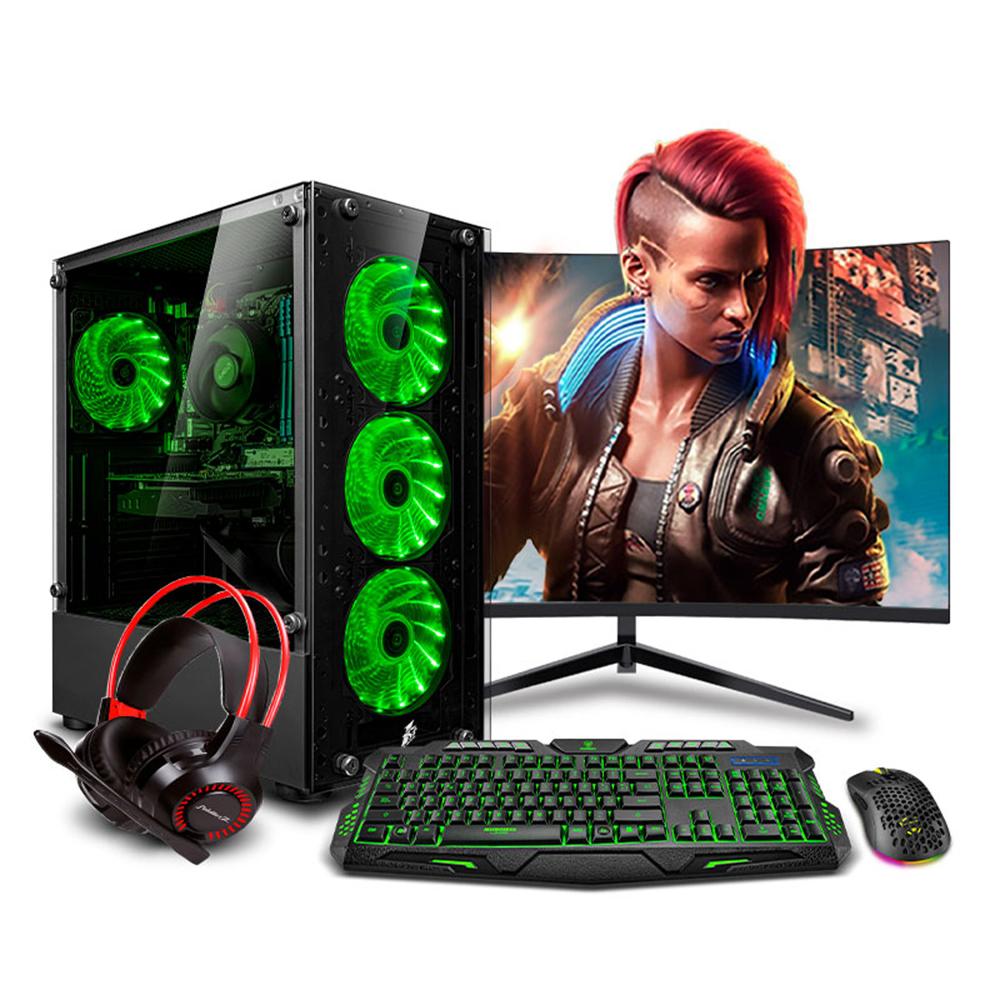 COMPUTADORA PC GAMER HYDRA GREEN RYZEN 5 9600X 16GB 500GB 24 CURVO RTX5050 8GB MI PC LISTA MIPCLISTA