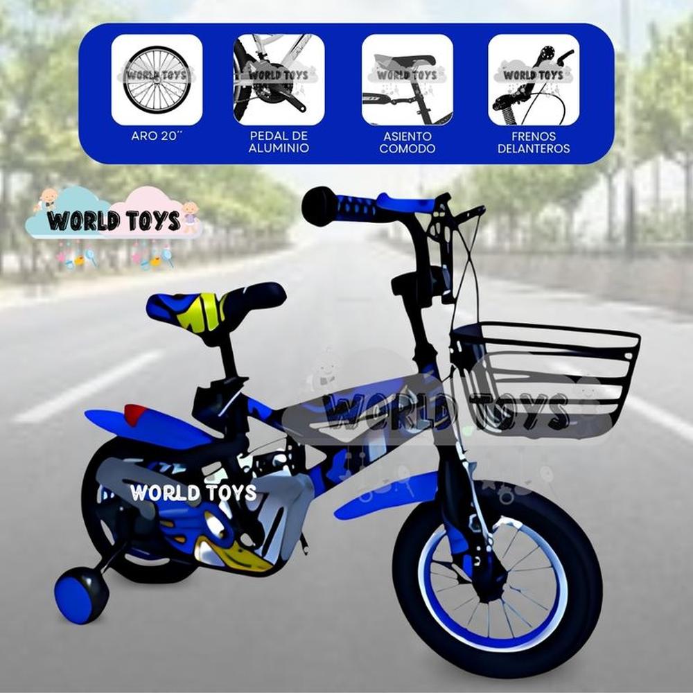 Bicicleta con Canasta Aro 20 GUNGOR II con Llantas de Apoyo Blue