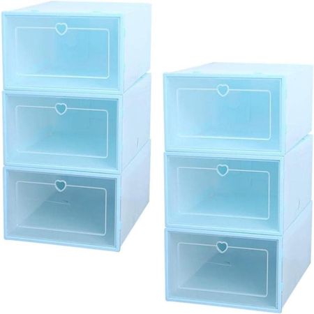 Pack 12 Unidades Organizador De Zapato Caja Organizadora Celeste