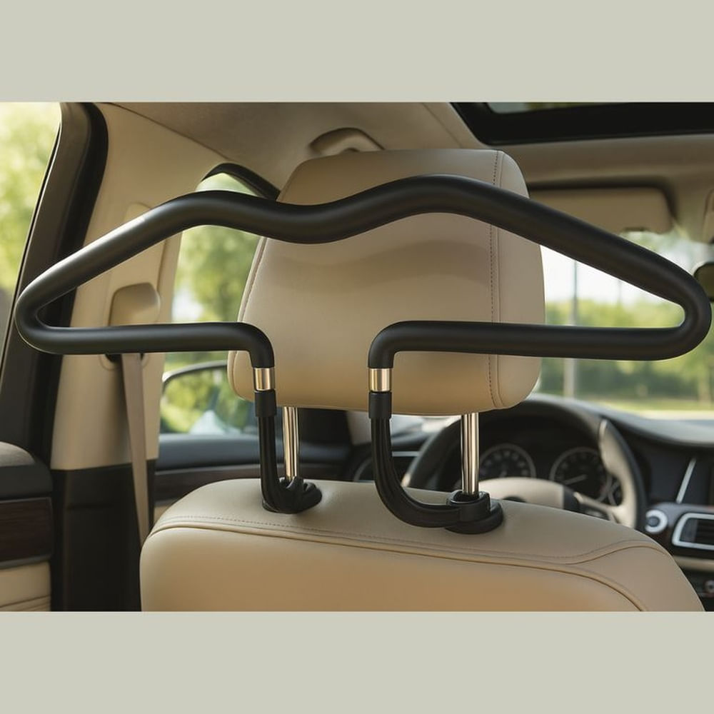Kit de 2 ganchos para colgar ropa en asiento auto camioneta Negro