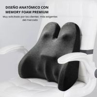 Cojín Espalda Premium Alta Gama Corrector Lumbar Silla Auto Negro