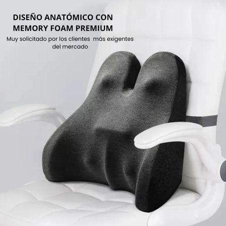Cojín Espalda Premium Alta Gama Corrector Lumbar Silla Auto Negro