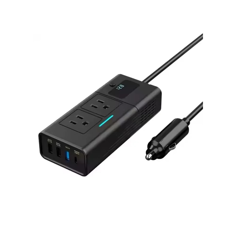 Conversor Inversor 12v 220v 200w Cargador Laptop Ipad Auto Negro