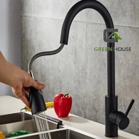 MEZCLADORA  NEGRA DE COCINA MONOCOMANDO EXTRAIBLE