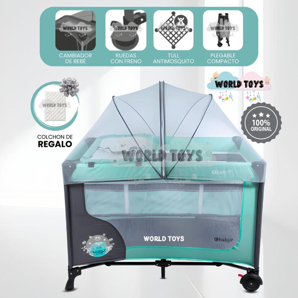 Combo Cuna Corral Premium HAPPY DREAM Green  con Colchón de Regalo