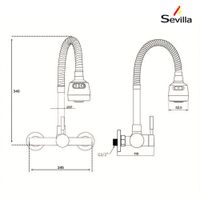 Llave Mezcladora Pared Momocomando Flexible de Cocina Acero Inox 304 Sevilla