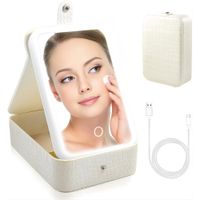 Espejo De Maquillaje Boamed Con Luz Led Organizador Portátil Blanco
