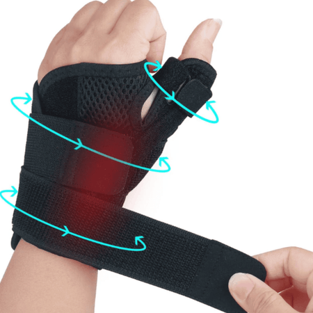 Muñequera Inmovilizadora de Pulgar con Doble Soporte - Neopreno Negro Ajustable
