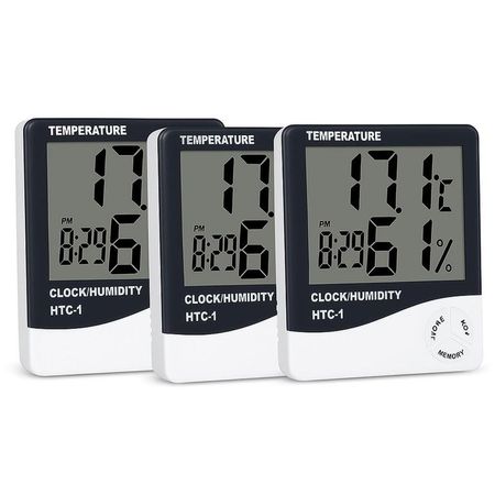 PACK X3 HTC-1 Termómetro Digital Higrómetro Reloj Despertador