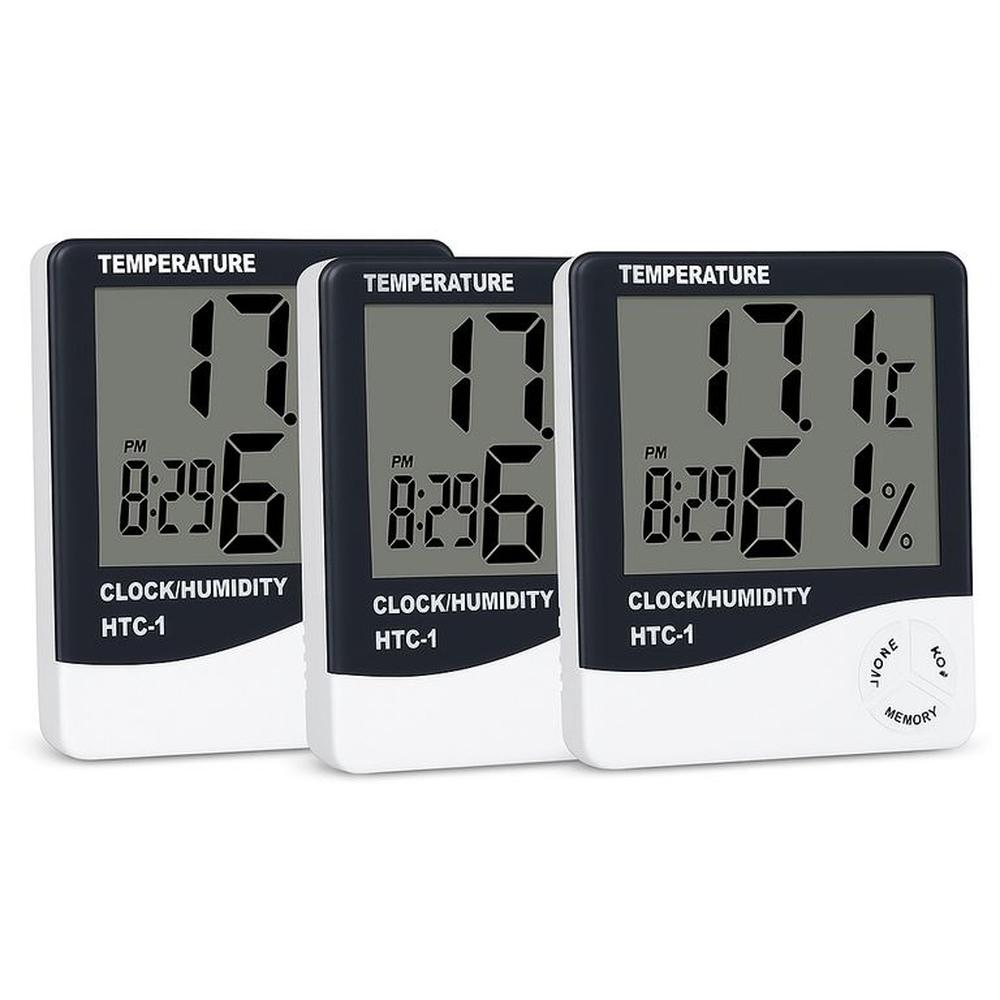 PACK X3 HTC-1 Termómetro Digital Higrómetro Reloj Despertador
