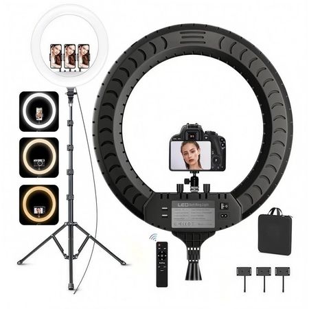Aro de Luz LED Profesional 45cm con Trípode Control Remoto y Soporte para 3 Celulares