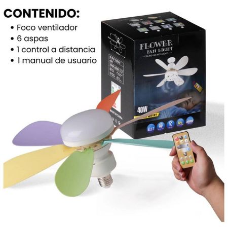 Foco Ventilador 2 En 1 Techo  6 Aspas con  Control  Remoto