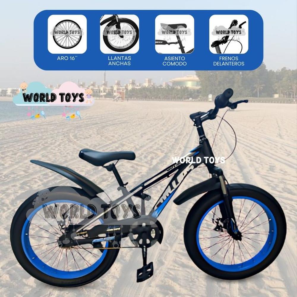 Bicicleta Deportiva Aro 16 PHILLIPS Llantas Anchas Blue