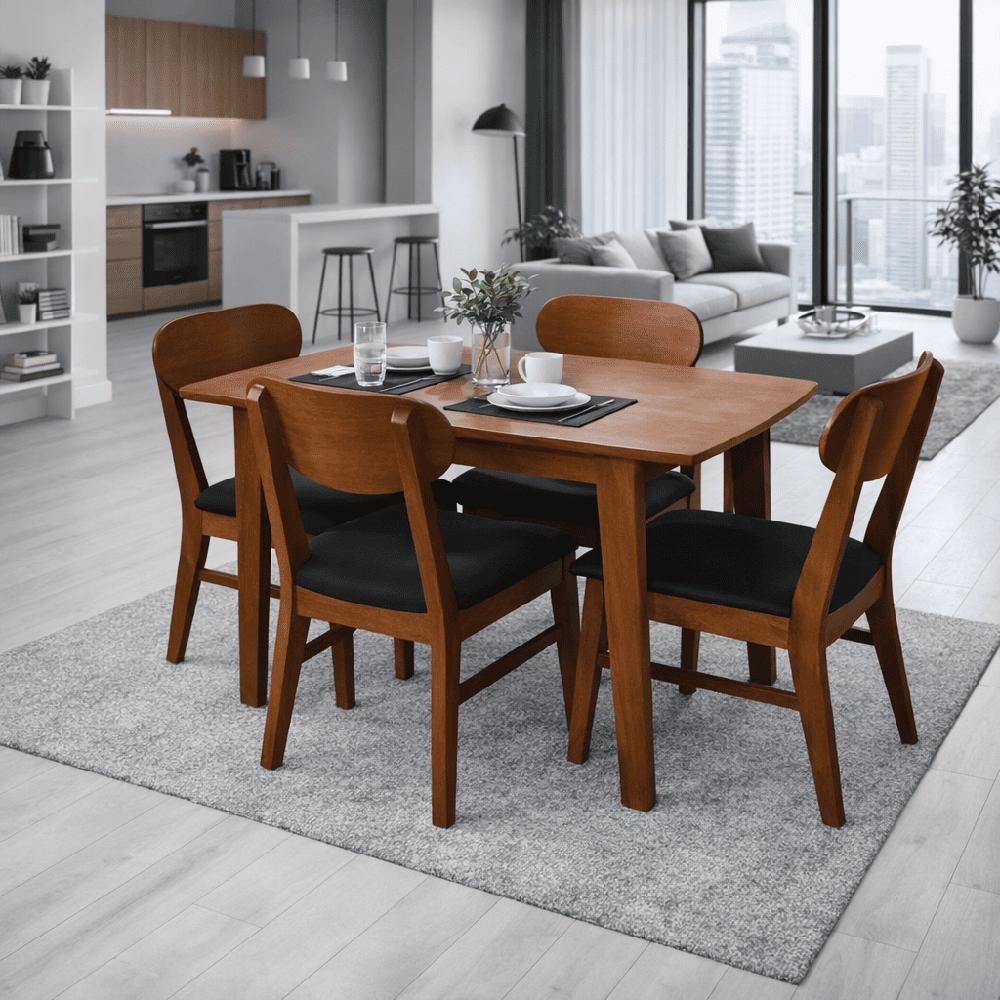 Juego de Comedor Olivia 4 sillas Negro