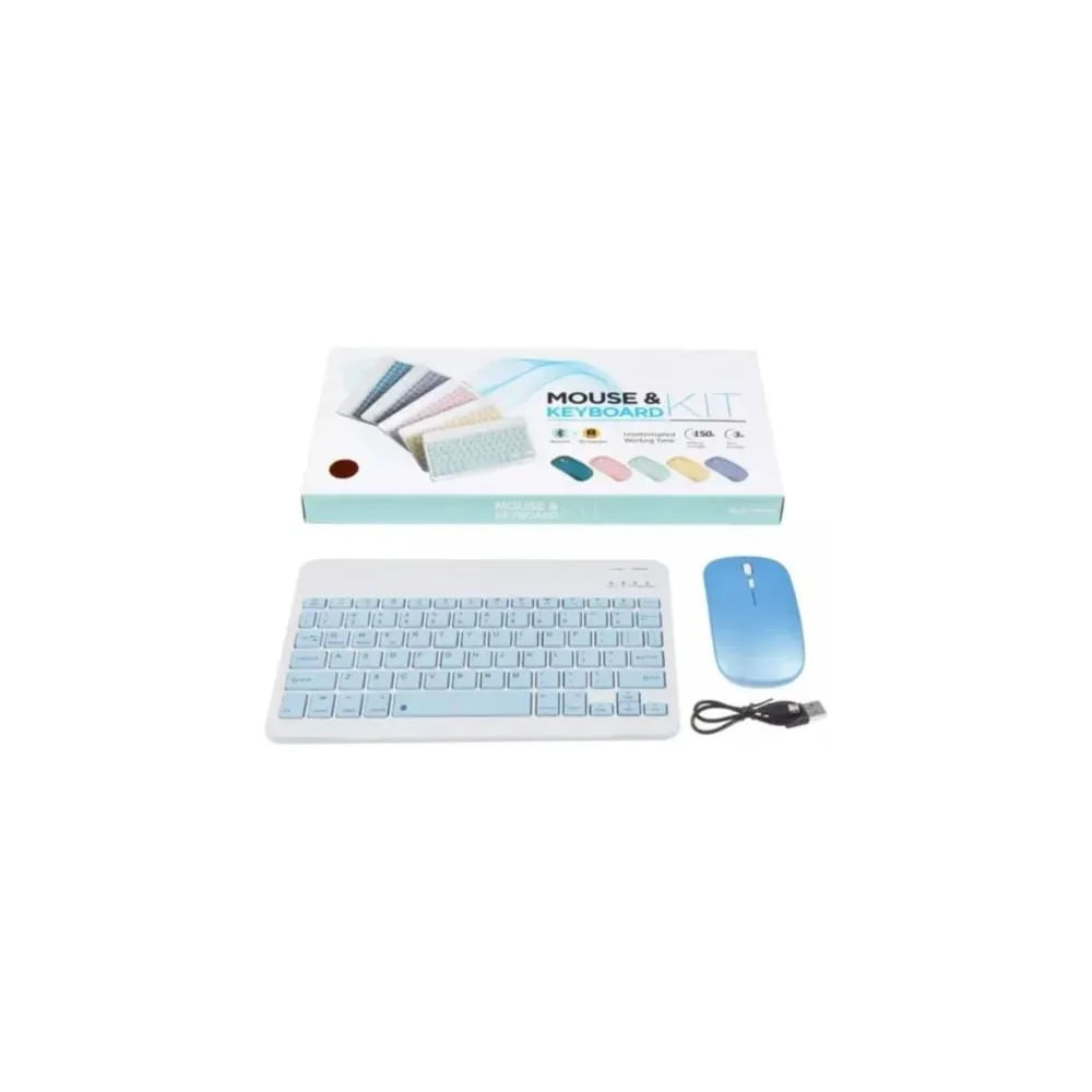 Teclado Y Mouse Bluetooth Celular Tablet TV Color Blanco