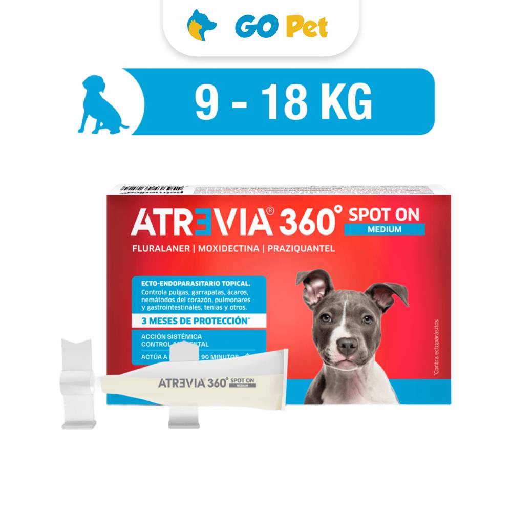 Atrevia 360 Spot On Medium 9 a 18 Kg x 1 Pipeta  Antipulgas y Antiparasitario