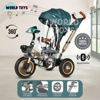 Triciclo Guiador 3 En 1 GOLDEN PRIME con Bluetooth Green
