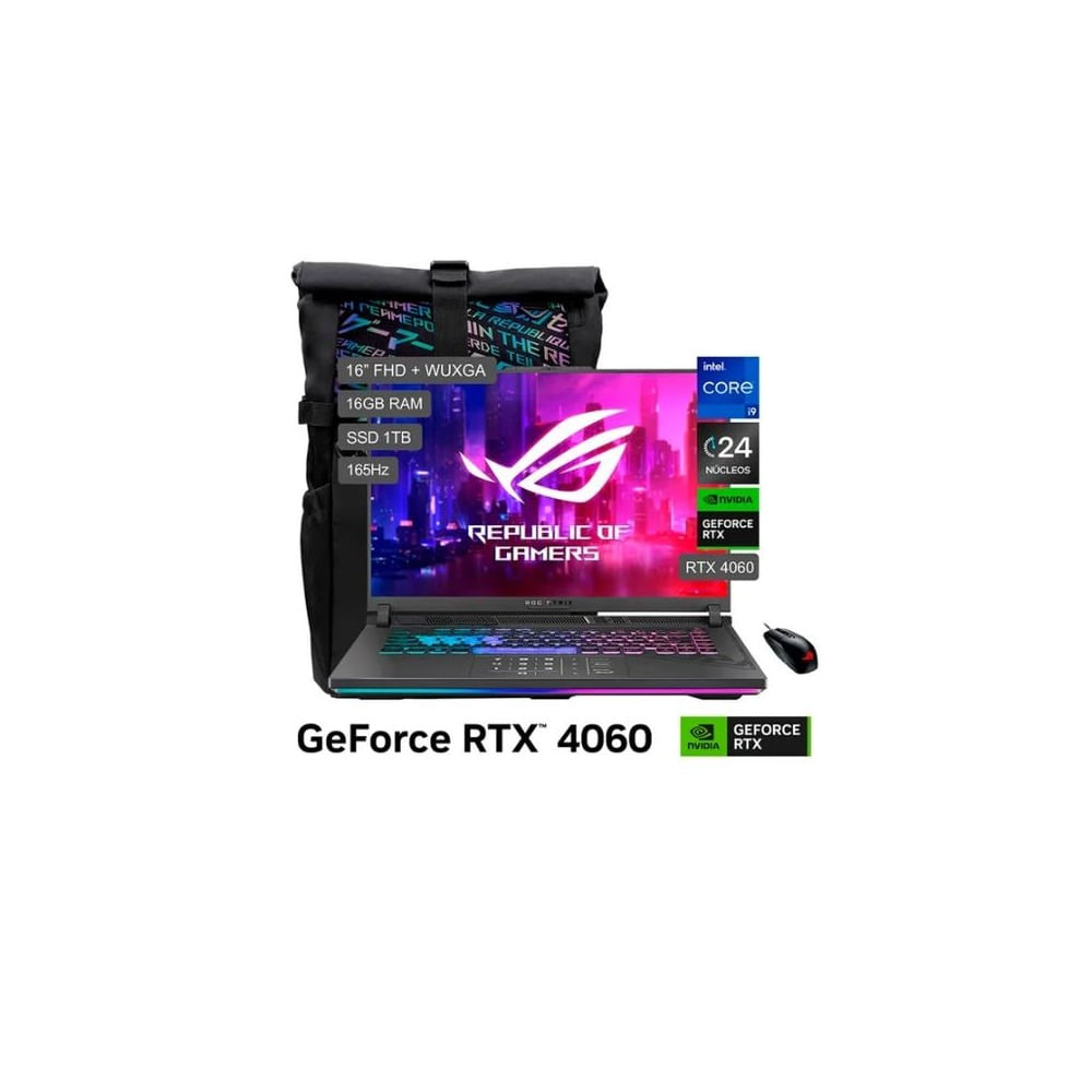 ASUS ROG STRIX G16 G614JVR-N3063W I9-14900HX 16GB 1TB SSD 8GB VIDEO RTX 4060 16 WUXGA WIN 11
