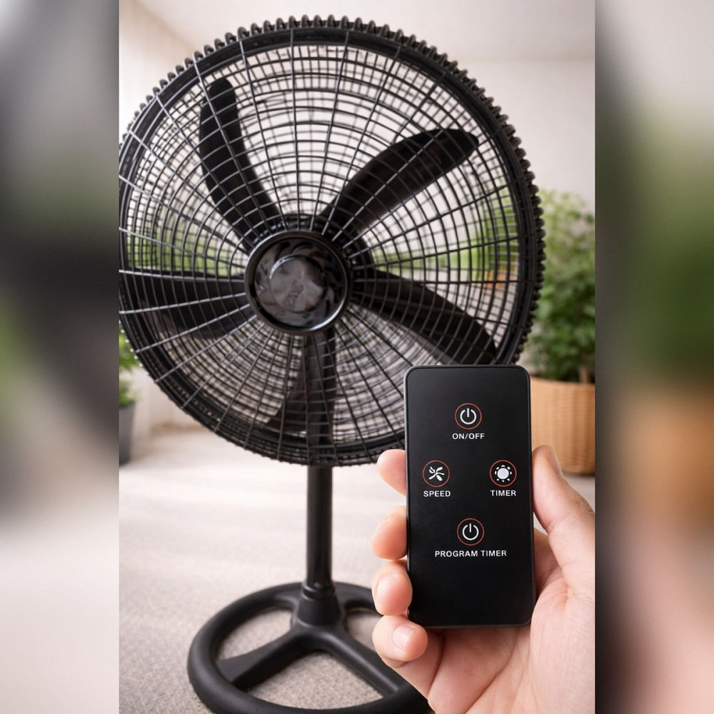 Ventilador De Pie 18 Con Control Remoto Y Temporizador Negro