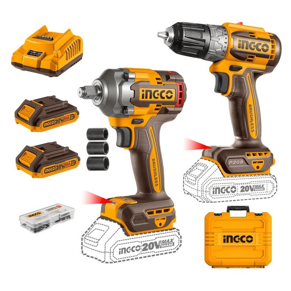 Combo llave de impacto 400nm - taladro atornillador 52nm Ingco CKLI20271