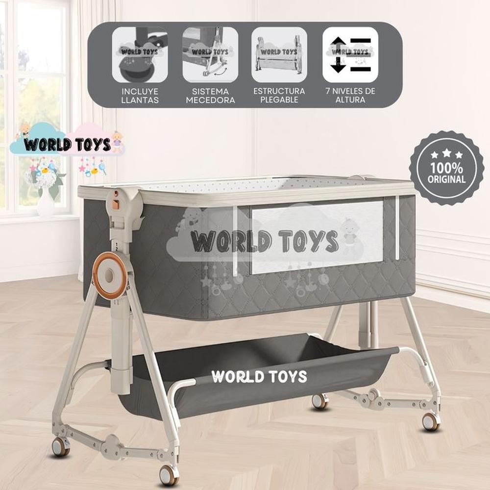 Cuna Colecho Mecedora Plegable 2 en 1 LONE de Lujo Gray