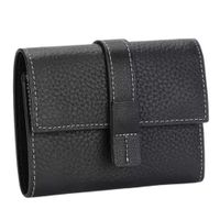 Billetera de Cuero Vacuno 6988 Diseño Moderno de 2 Tonos Negra