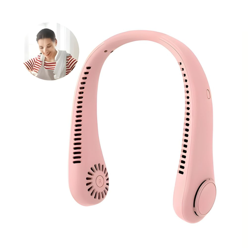 Ventilador de Cuello Recargable 3 Velocidades Color Rosado