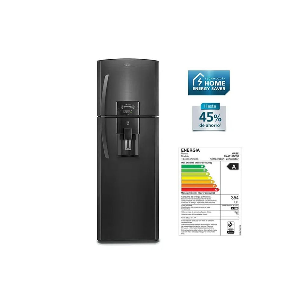 REFRIGERADORA MABE 300 LT RMA310FZPC Negro