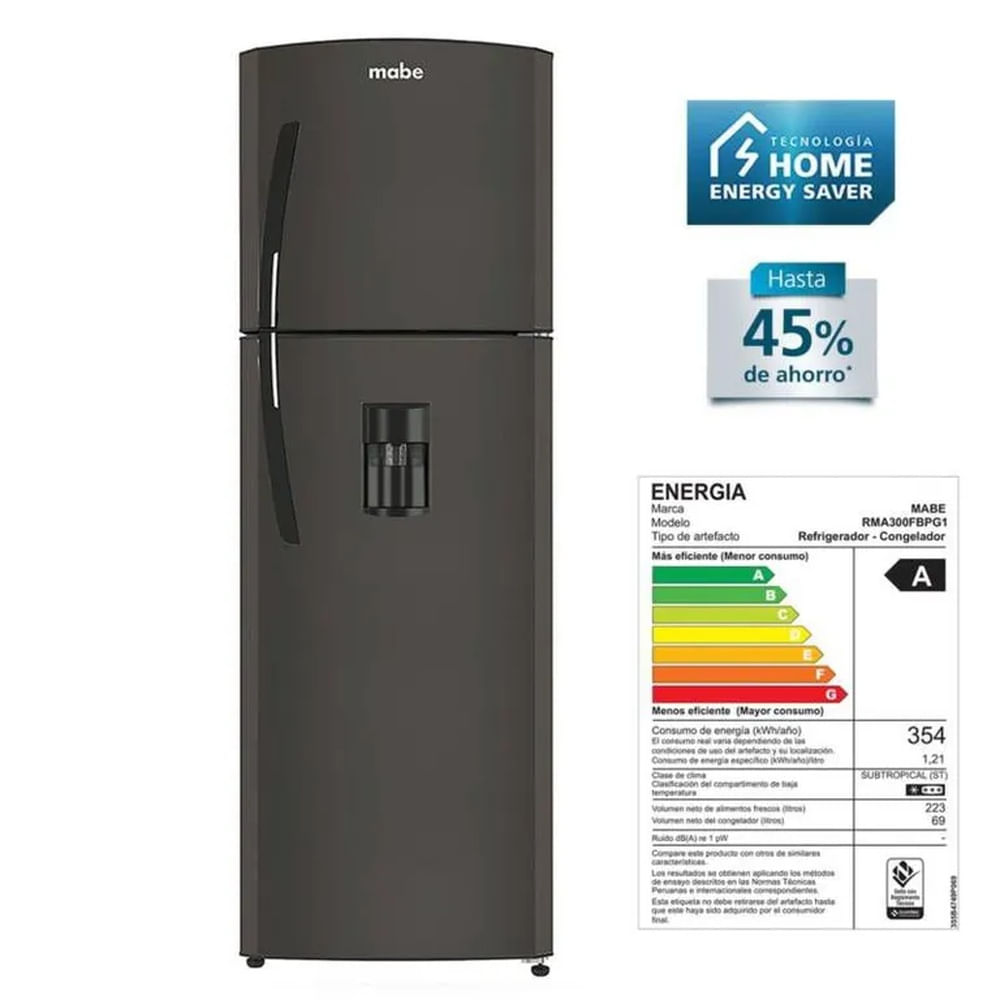 REFRIGERADORA MABE 300 LTS RMA300FBPG GRAFITO Negro