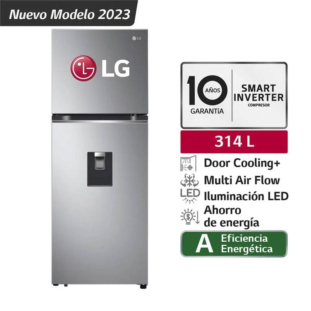 Refrigeradora LG 314LT Top freezer con DoorCooling GT31WPP Plateada Plateado