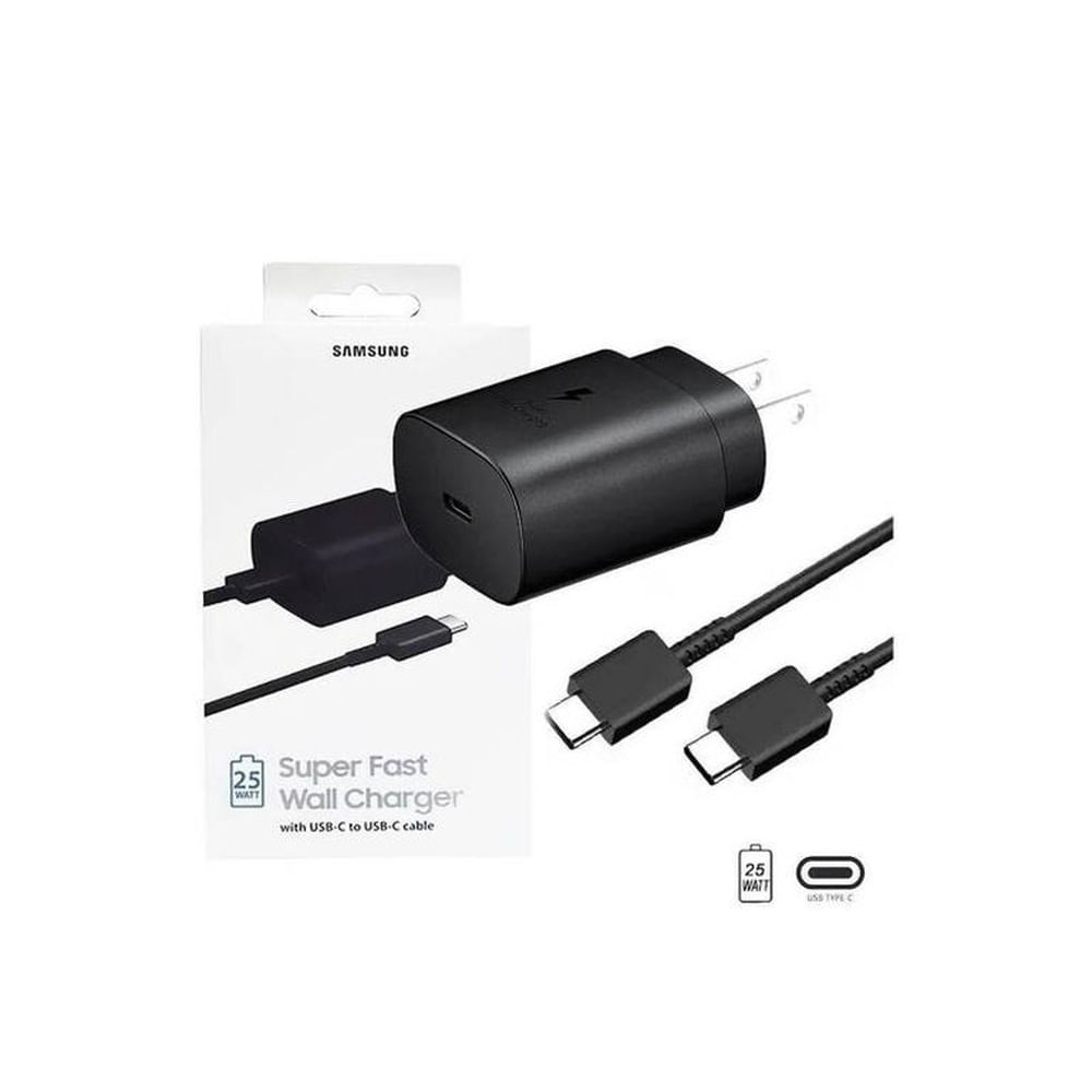 Cargador samsung 25w super carga rápida negro